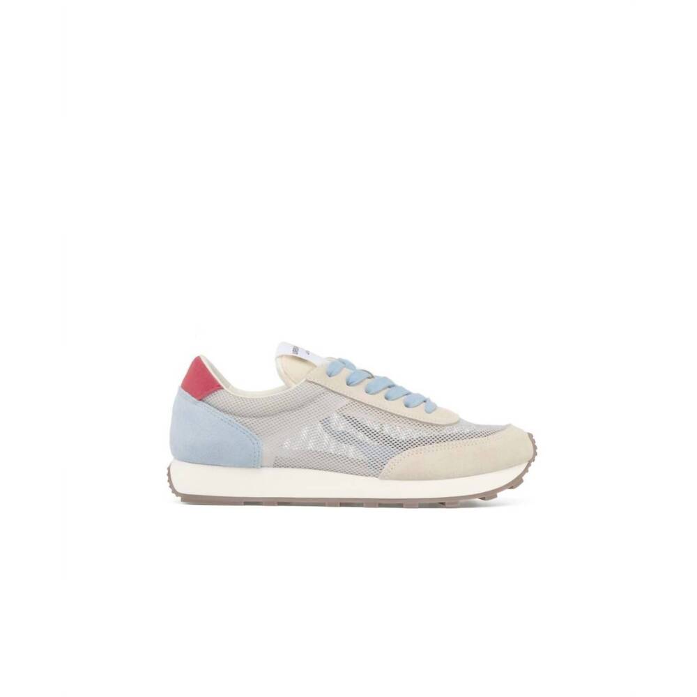 NEW URBAN SPORT women's valencia sneaker in beige/blue mesh